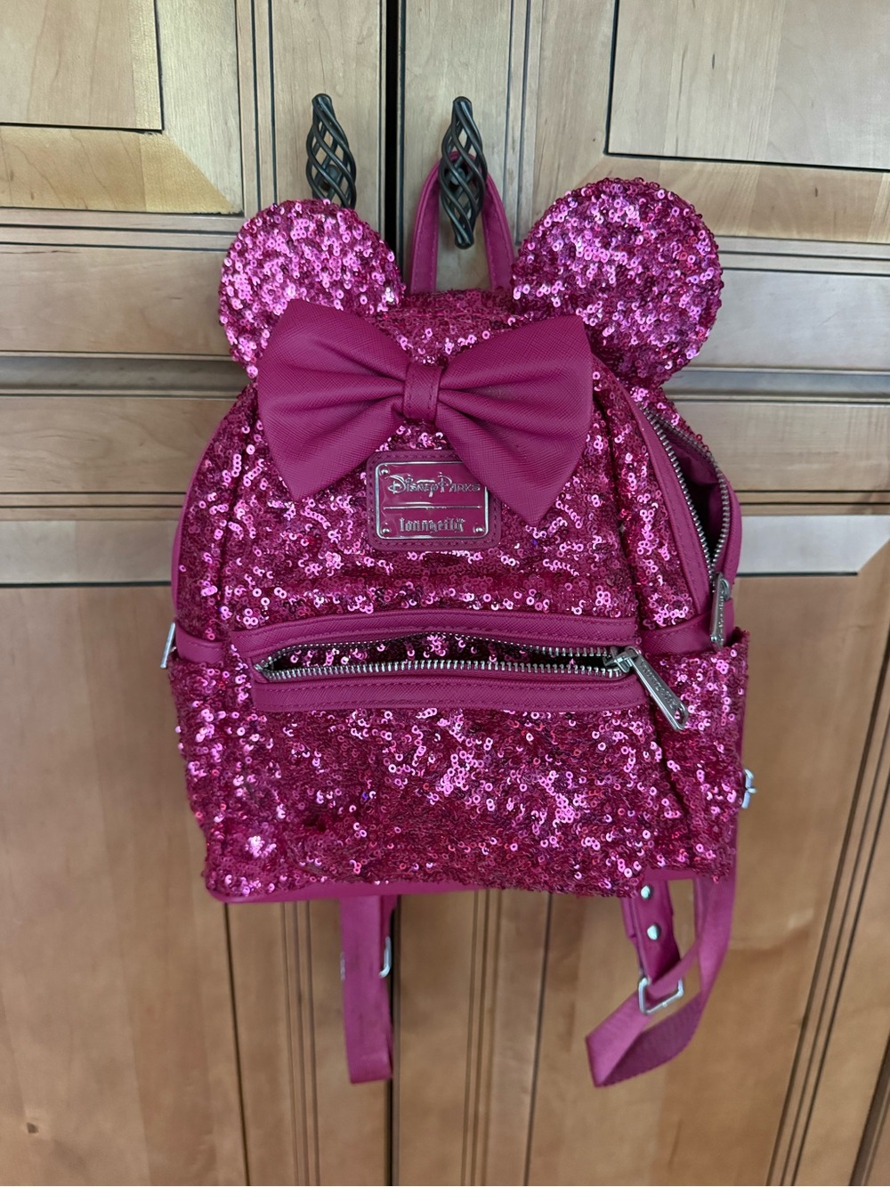 Loungefly Pink Sequin Minnie Ear Mini Backpack